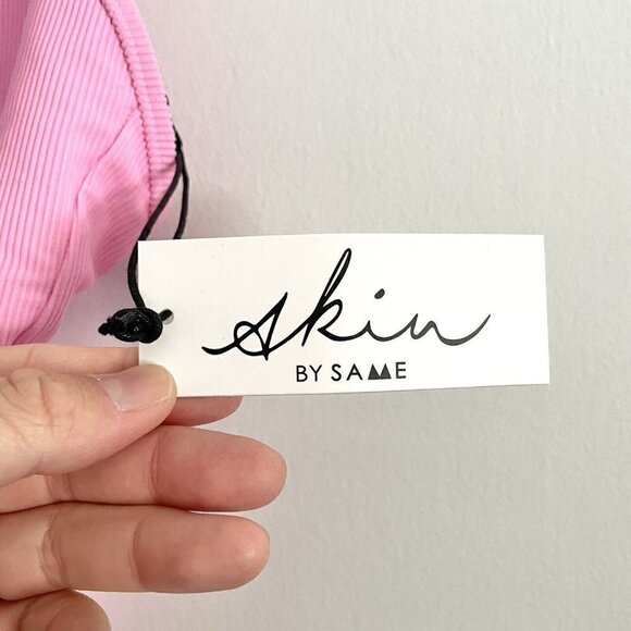 NEW Skin By Same Pink Ribbed Square Neck One Piece Swimsuit Women’s Size XXL - Picture 4 of 7